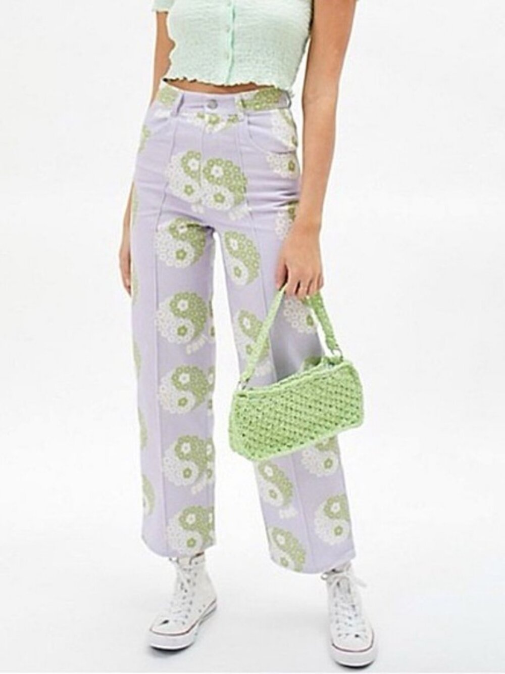 LISA SAYS GAH Floral Ying Yang Print RARE High Rise Denim W25